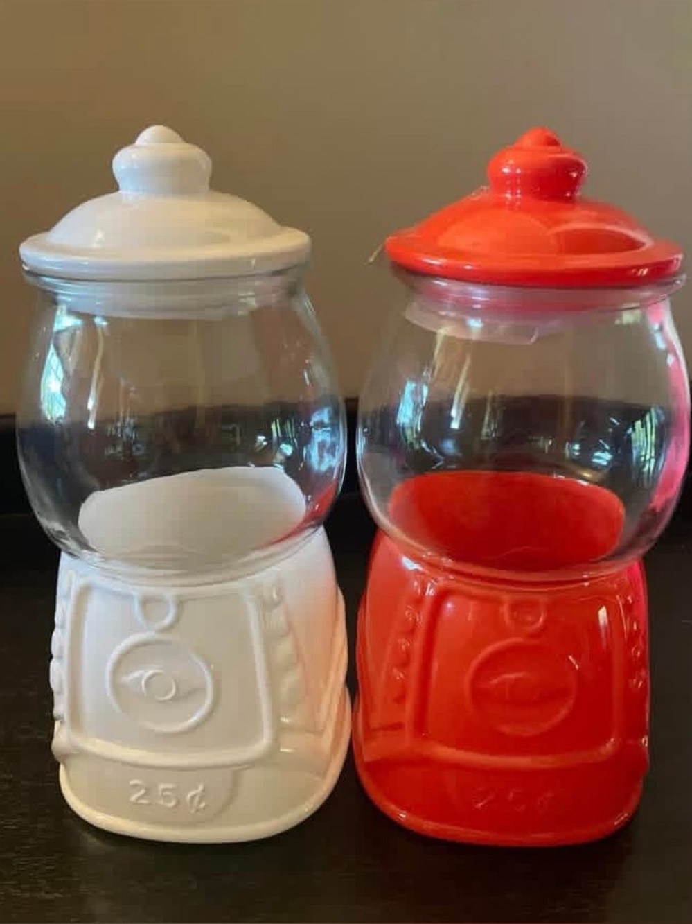 Set of 2 Target White & Red Glass Bubblegum Machines BRAND NEW Candy Jars NEW
